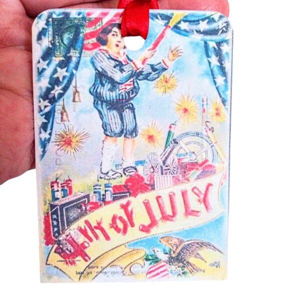 18 Pc Set Large Vintage Style Independence Day Patriotic Gift & Journal Tags - Picture 4 of 6